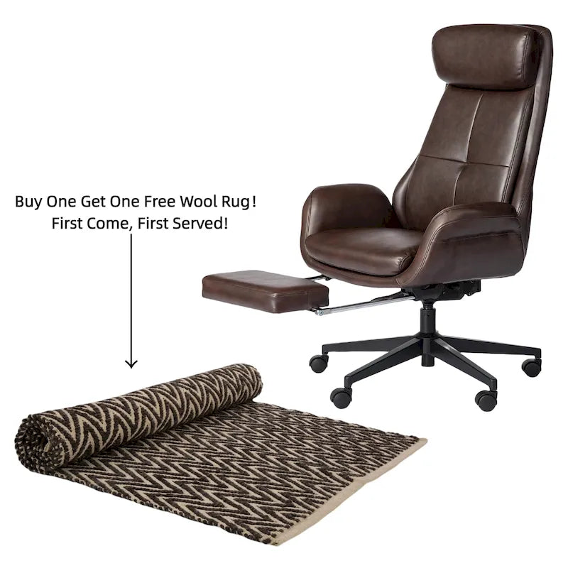 Chaise de bureau ergonomique inclinable et pivotante avec repose-pieds et accoudoirs