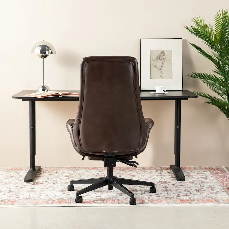 Chaise de bureau ergonomique inclinable et pivotante avec repose-pieds et accoudoirs
