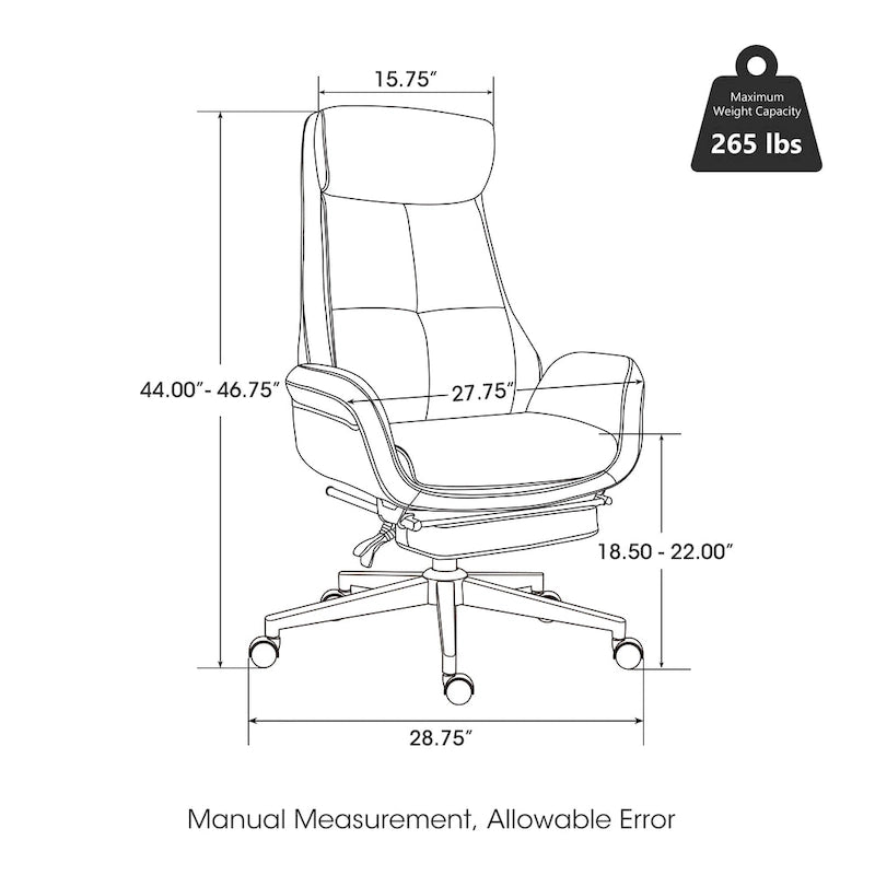 Chaise de bureau ergonomique inclinable et pivotante avec repose-pieds et accoudoirs