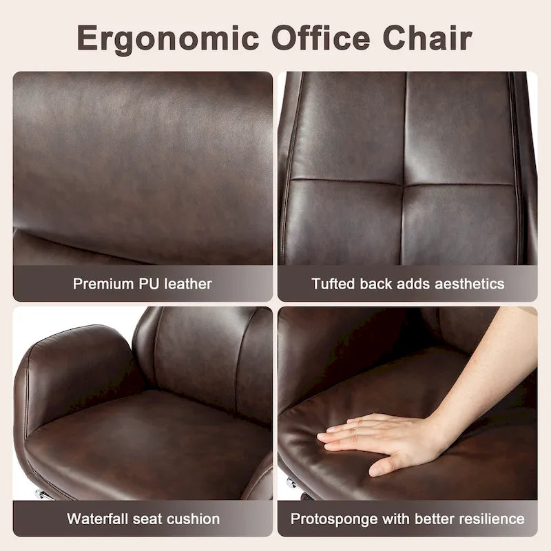 Chaise de bureau ergonomique inclinable et pivotante avec repose-pieds et accoudoirs