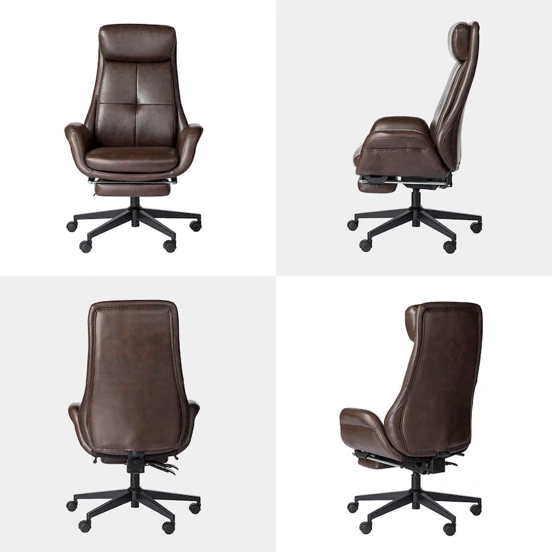 Chaise de bureau ergonomique inclinable et pivotante avec repose-pieds et accoudoirs