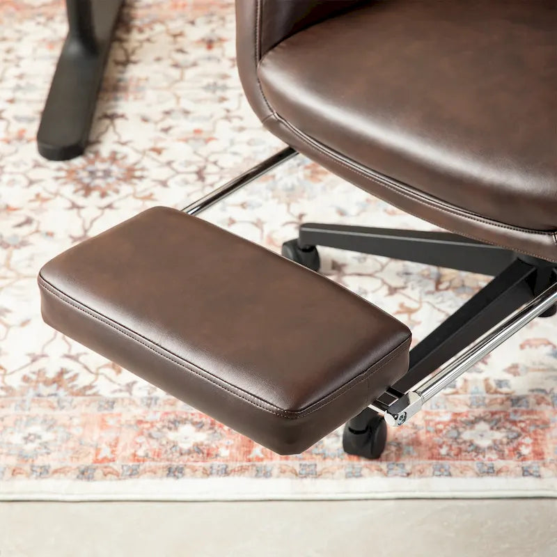 Chaise de bureau ergonomique inclinable et pivotante avec repose-pieds et accoudoirs