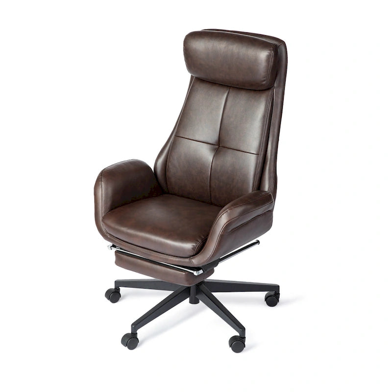 Chaise de bureau ergonomique inclinable et pivotante avec repose-pieds et accoudoirs