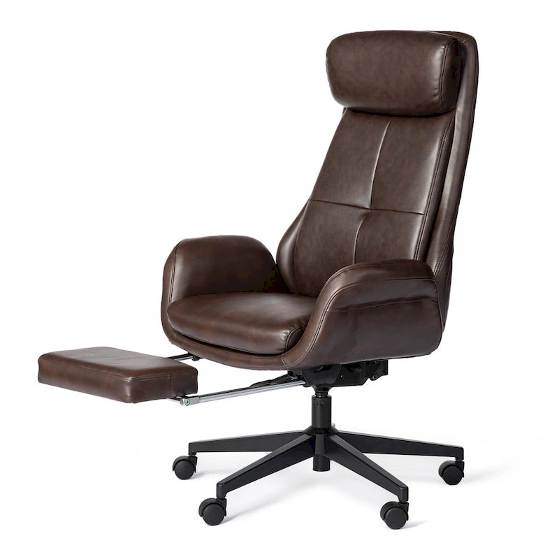 Chaise de bureau ergonomique inclinable et pivotante avec repose-pieds et accoudoirs