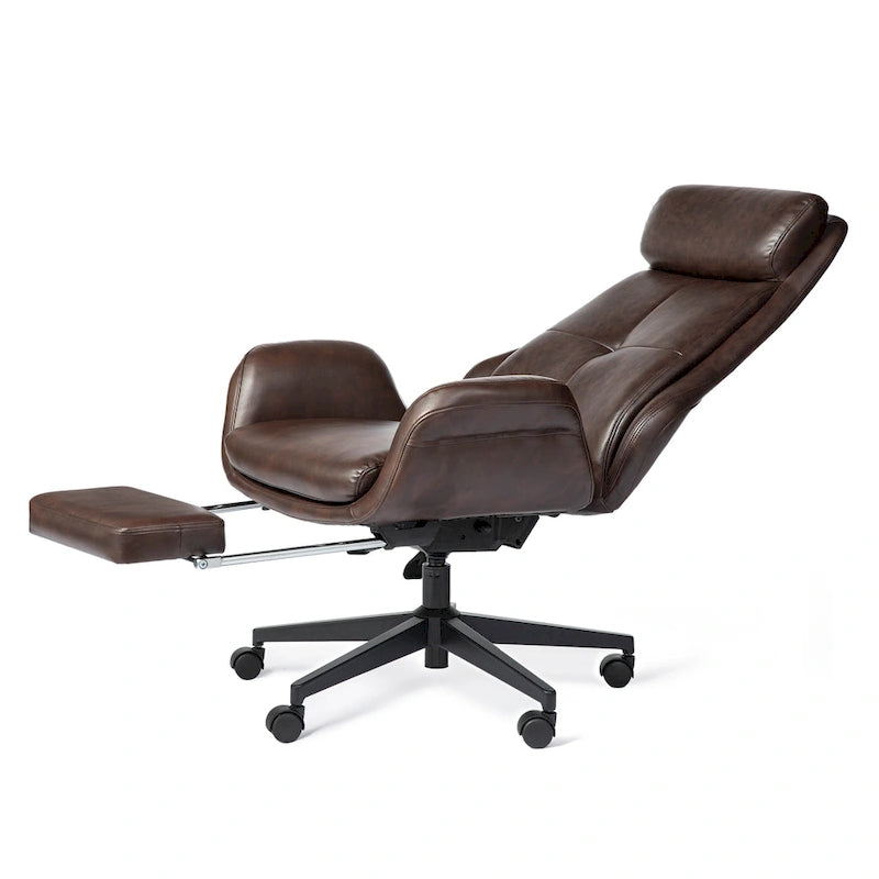 Chaise de bureau ergonomique inclinable et pivotante avec repose-pieds et accoudoirs