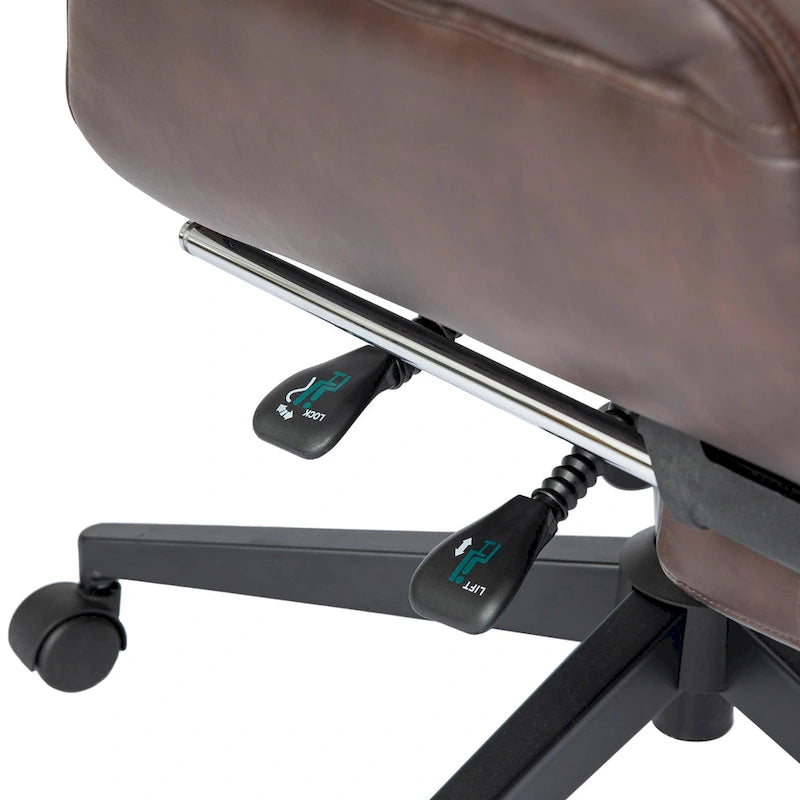 Chaise de bureau ergonomique inclinable et pivotante avec repose-pieds et accoudoirs