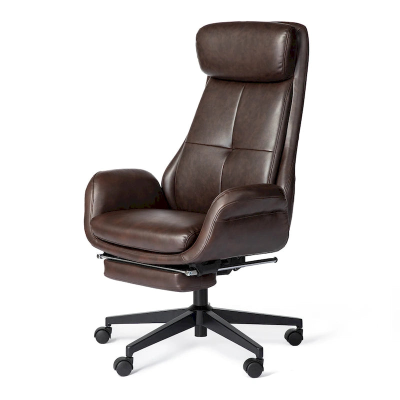 Chaise de bureau ergonomique inclinable et pivotante avec repose-pieds et accoudoirs