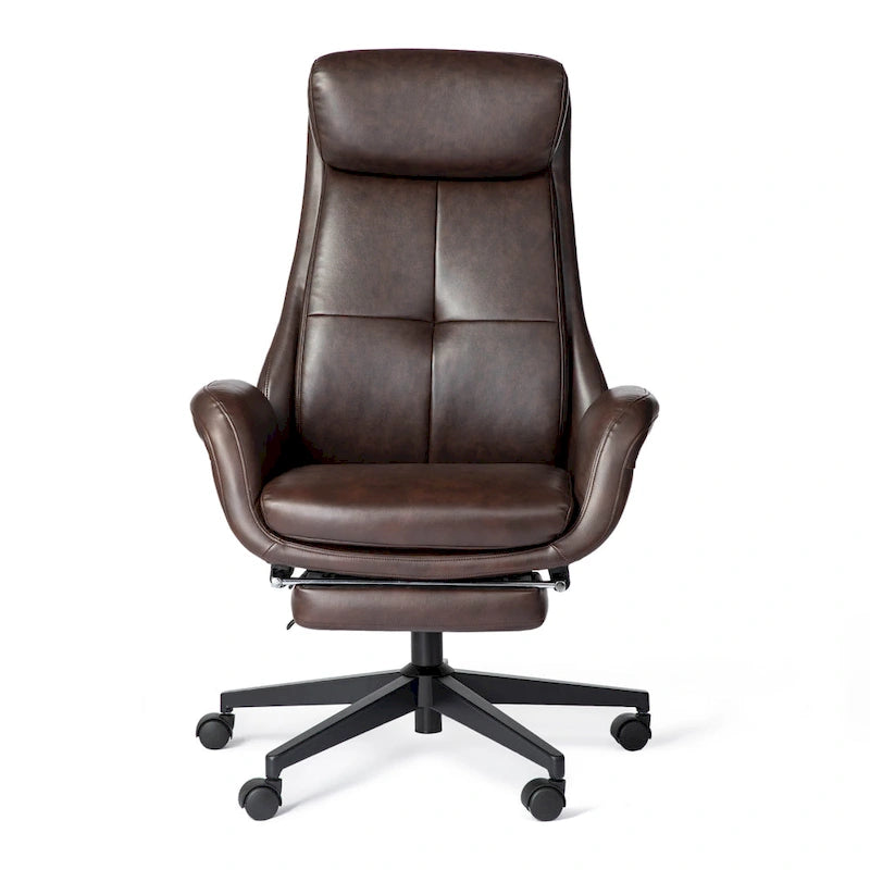 Chaise de bureau ergonomique inclinable et pivotante avec repose-pieds et accoudoirs