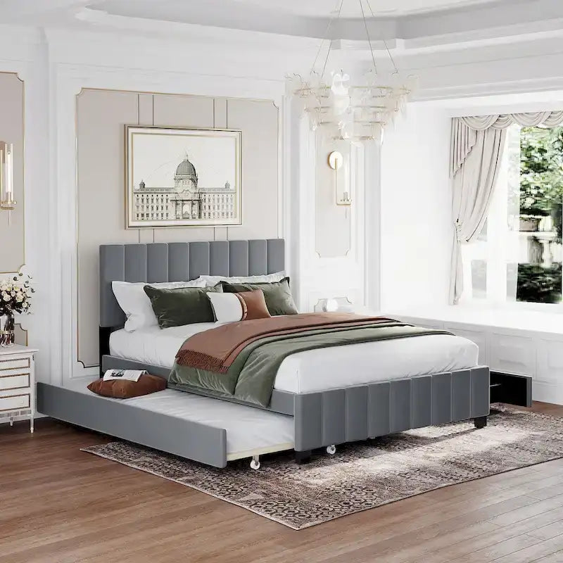 Lit plateforme en velours