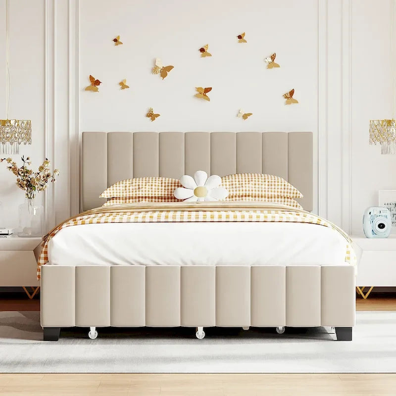 Lit plateforme en velours