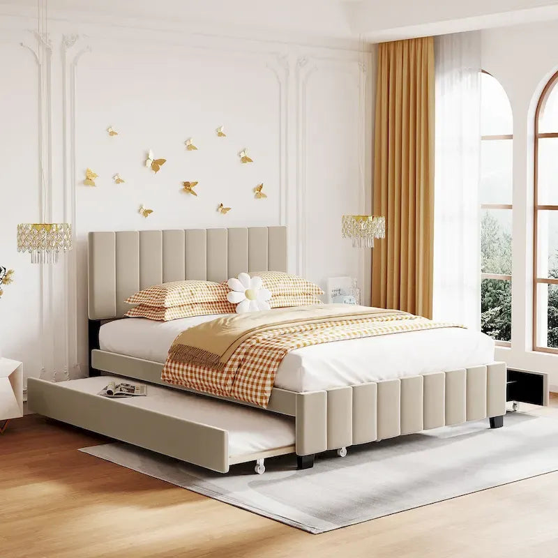 Lit plateforme en velours