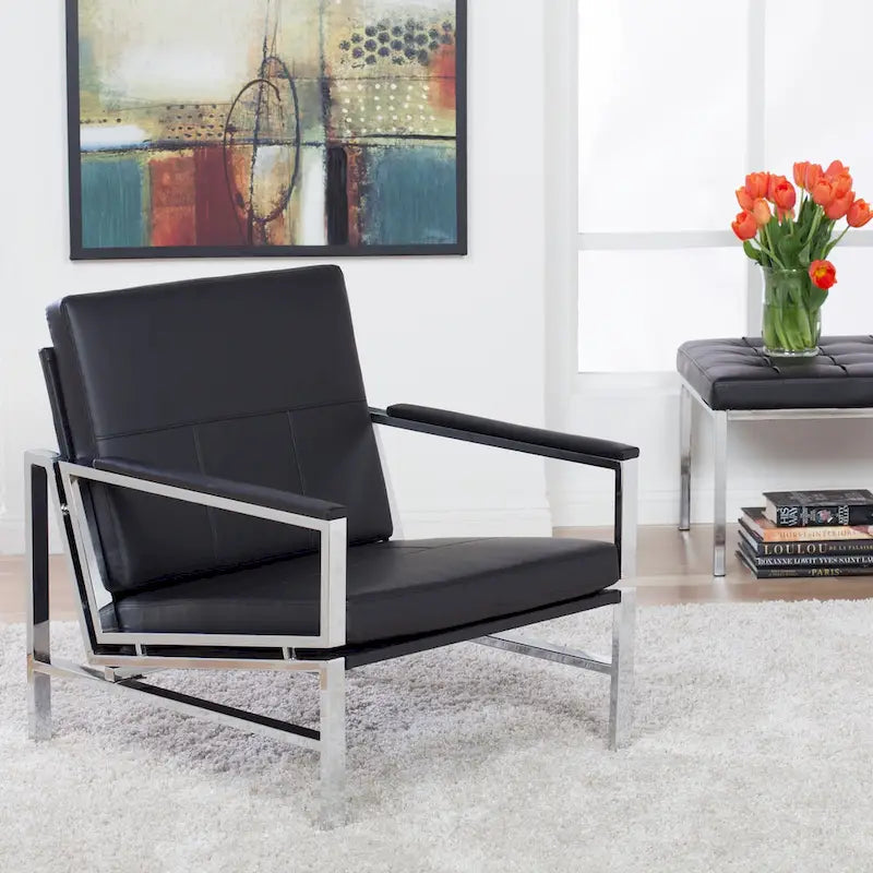 Chaise décontractée de style médiéval en métal et cuir recyclé