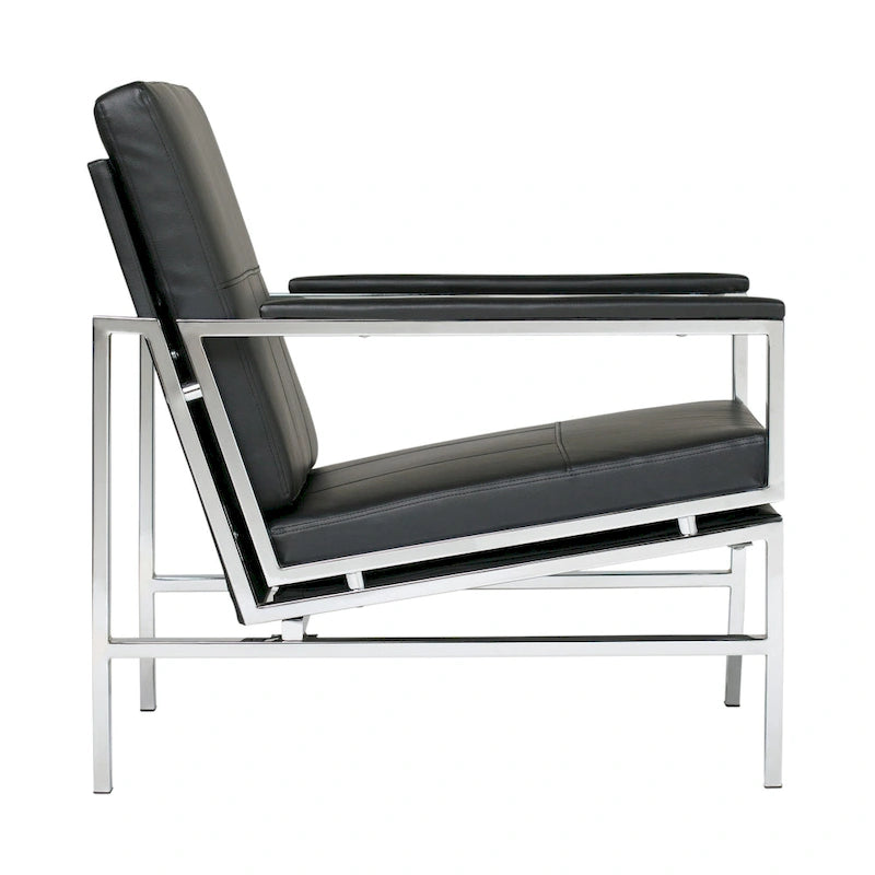 Chaise décontractée de style médiéval en métal et cuir recyclé