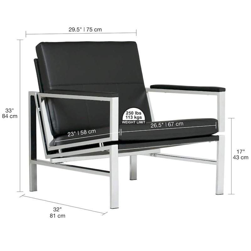 Chaise décontractée de style médiéval en métal et cuir recyclé