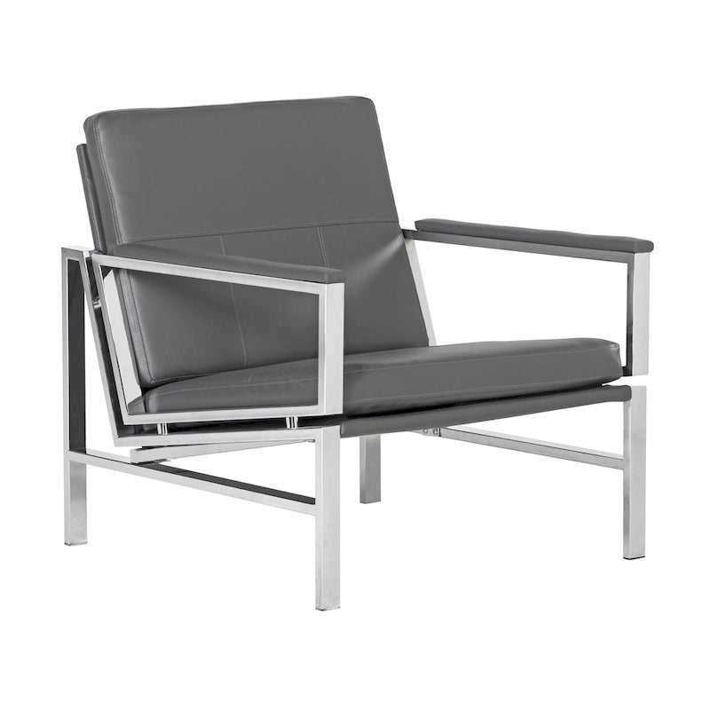 Chaise décontractée de style médiéval en métal et cuir recyclé