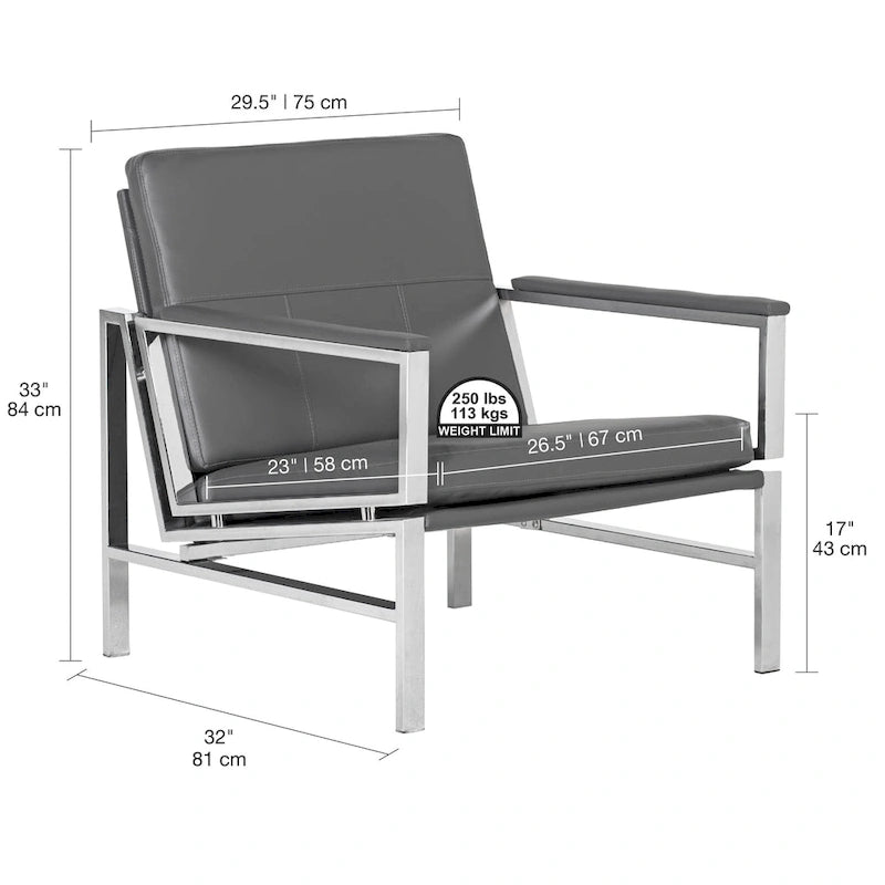 Chaise décontractée de style médiéval en métal et cuir recyclé