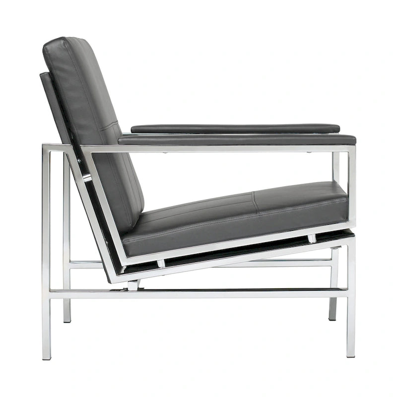 Chaise décontractée de style médiéval en métal et cuir recyclé