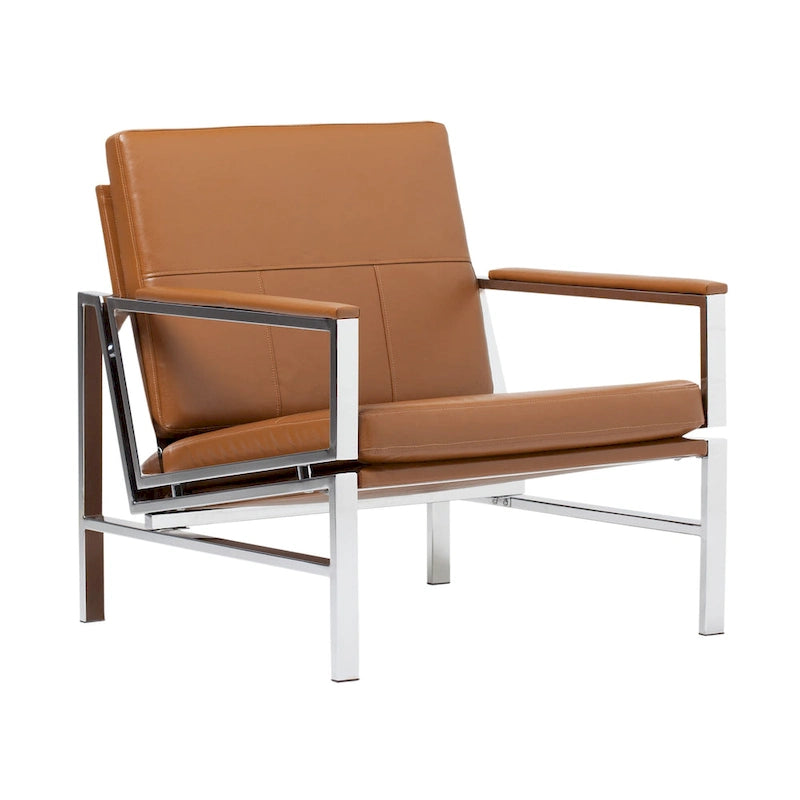Chaise décontractée de style médiéval en métal et cuir recyclé