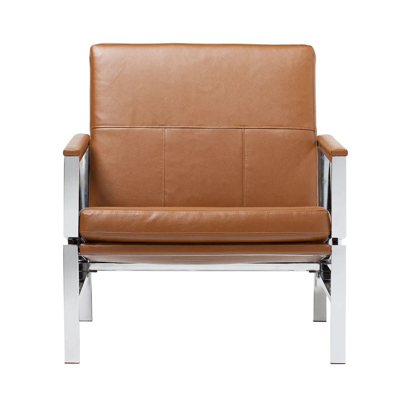 Chaise décontractée de style médiéval en métal et cuir recyclé