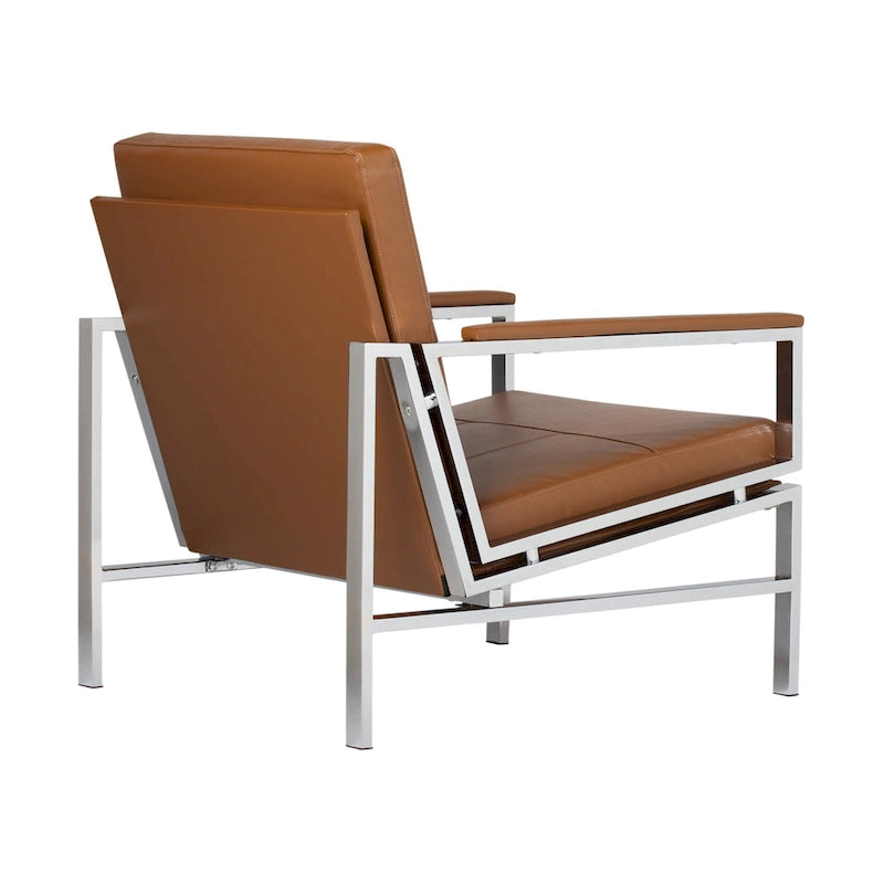 Chaise décontractée de style médiéval en métal et cuir recyclé