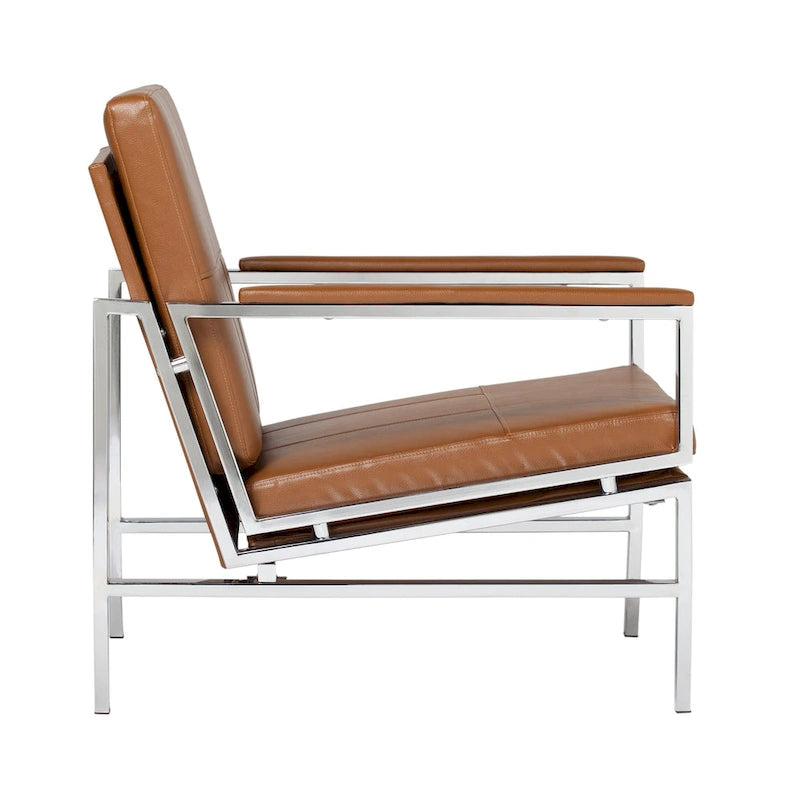 Chaise décontractée de style médiéval en métal et cuir recyclé
