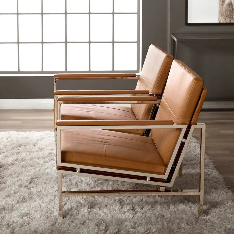 Chaise décontractée de style médiéval en métal et cuir recyclé