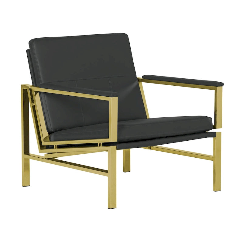 Chaise décontractée de style médiéval en métal et cuir recyclé