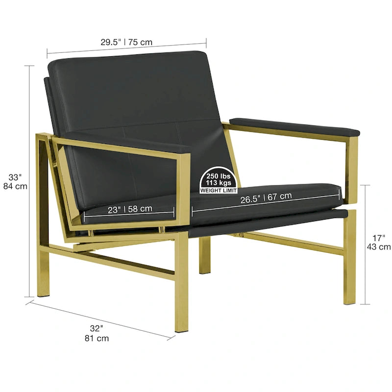 Chaise décontractée de style médiéval en métal et cuir recyclé