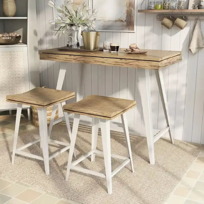 Ensemble de salle à manger moderne de 3 pièces, hauteur bar, avec pieds en acier