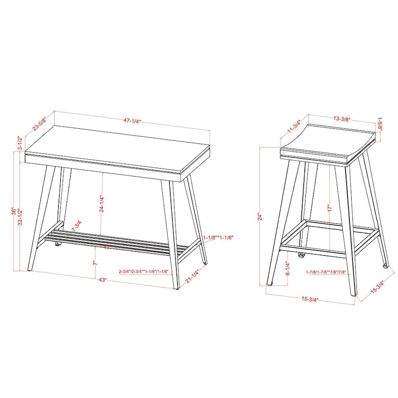 Ensemble de salle à manger moderne de 3 pièces, hauteur bar, avec pieds en acier