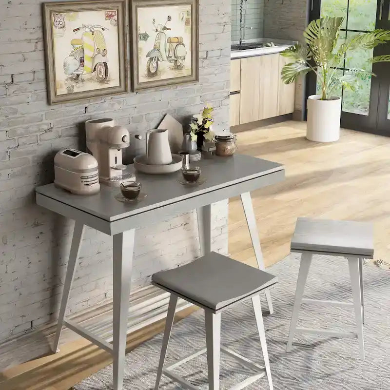 Ensemble de salle à manger moderne de 3 pièces, hauteur bar, avec pieds en acier