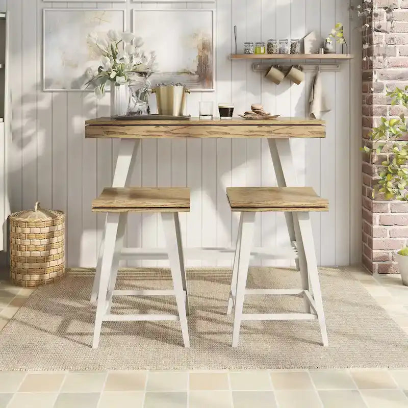 Ensemble de salle à manger moderne de 3 pièces, hauteur bar, avec pieds en acier