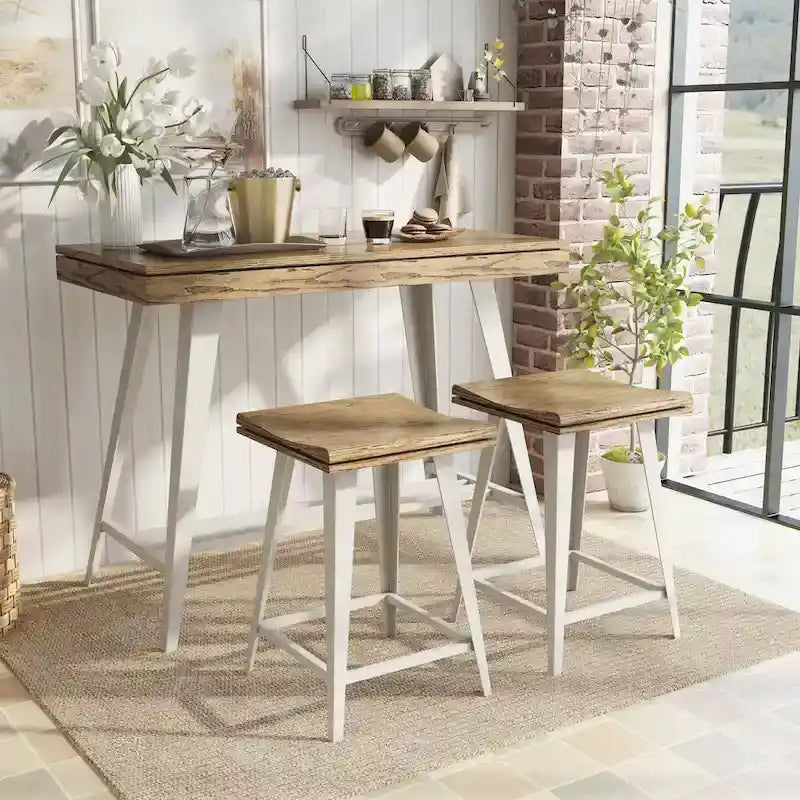 Ensemble de salle à manger moderne de 3 pièces, hauteur bar, avec pieds en acier