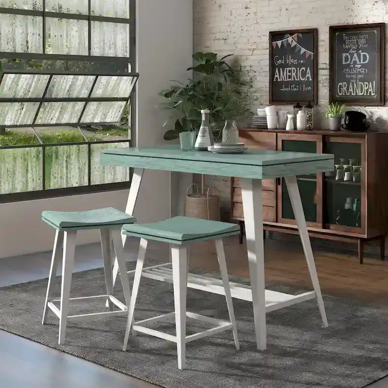 Ensemble de salle à manger moderne de 3 pièces, hauteur bar, avec pieds en acier