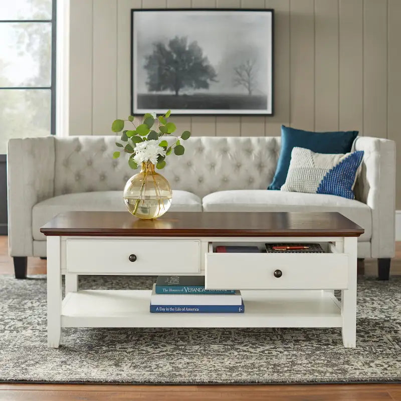 Table basse — 46 cm H x 121 cm L x 60 cm P