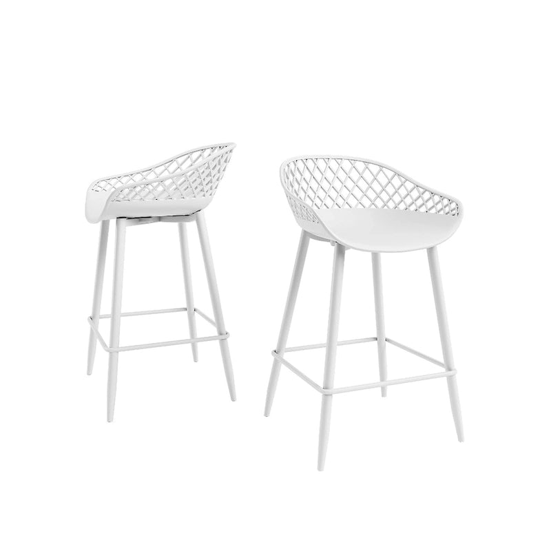Tabouret de comptoir moderne du milieu du siècle avec pieds en acier pour l'intérieur ou l'extérieur - Lot de 2