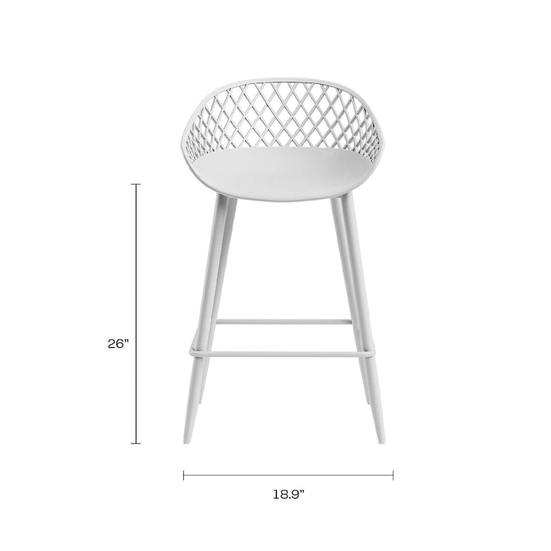 Tabouret de comptoir moderne du milieu du siècle avec pieds en acier pour l'intérieur ou l'extérieur - Lot de 2
