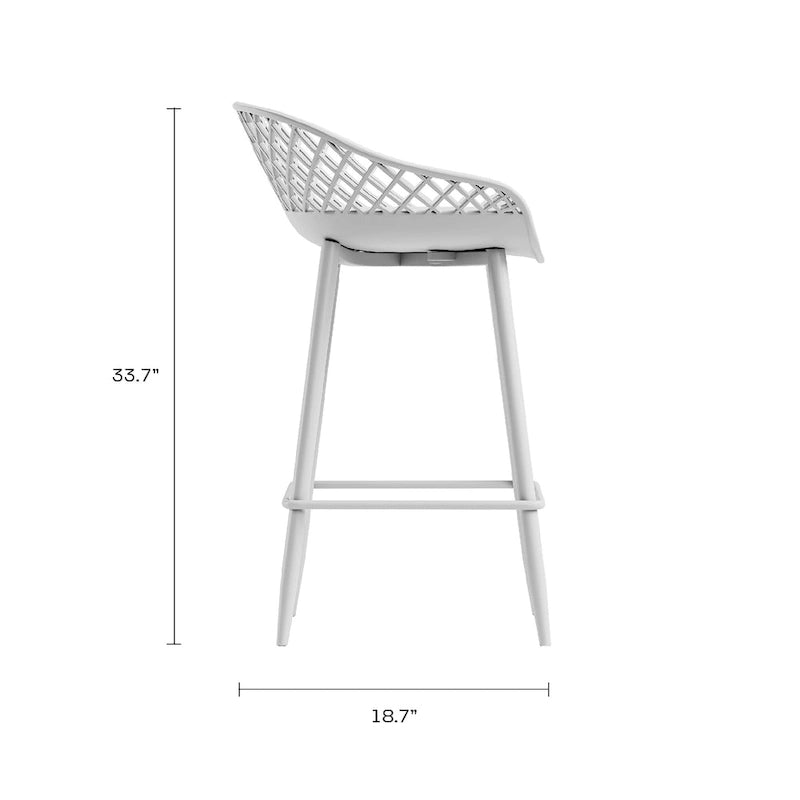 Tabouret de comptoir moderne du milieu du siècle avec pieds en acier pour l'intérieur ou l'extérieur - Lot de 2