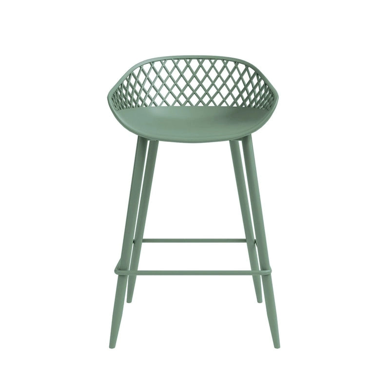 Tabouret de comptoir moderne du milieu du siècle avec pieds en acier pour l'intérieur ou l'extérieur - Lot de 2
