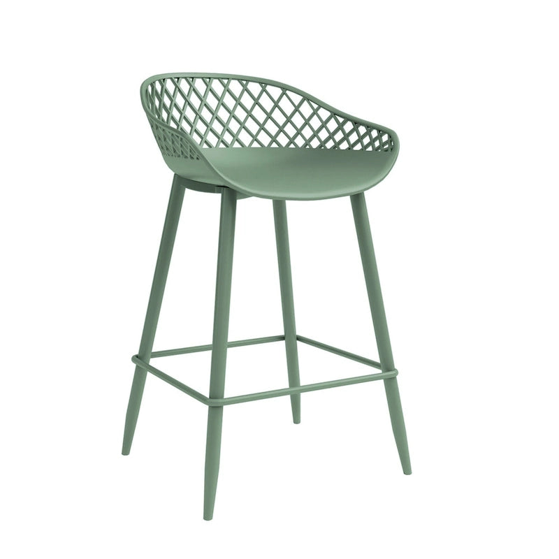 Tabouret de comptoir moderne du milieu du siècle avec pieds en acier pour l'intérieur ou l'extérieur - Lot de 2