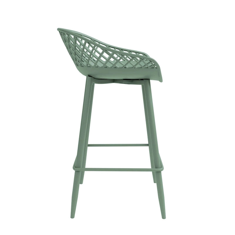 Tabouret de comptoir moderne du milieu du siècle avec pieds en acier pour l'intérieur ou l'extérieur - Lot de 2