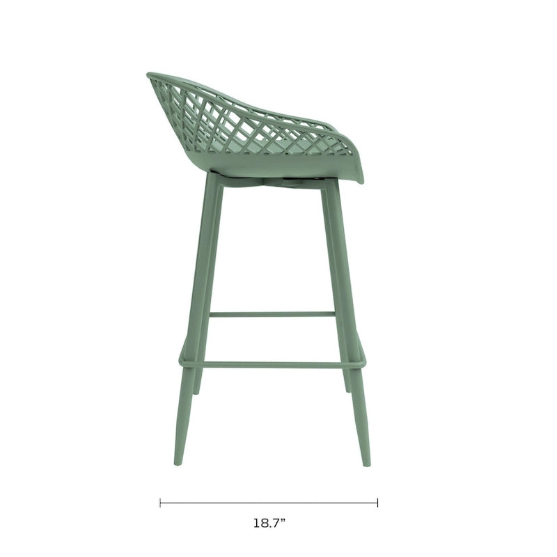 Tabouret de comptoir moderne du milieu du siècle avec pieds en acier pour l'intérieur ou l'extérieur - Lot de 2