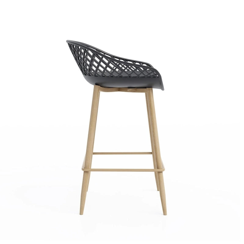 Tabouret de comptoir moderne du milieu du siècle avec pieds en acier pour l'intérieur ou l'extérieur - Lot de 2