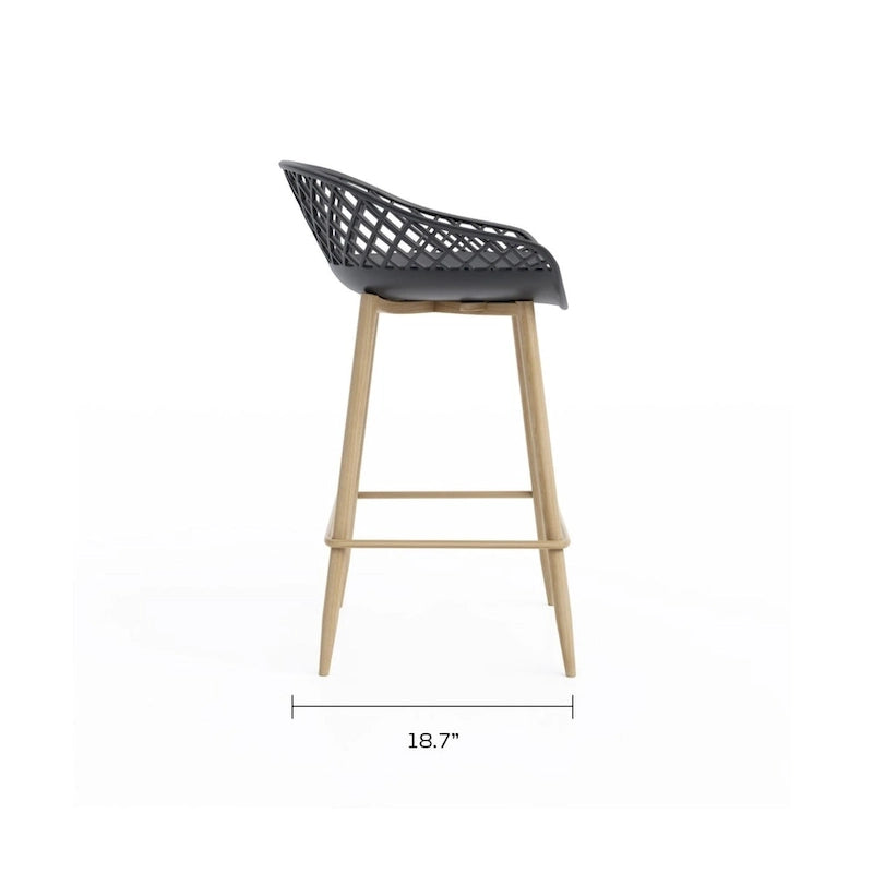 Tabouret de comptoir moderne du milieu du siècle avec pieds en acier pour l'intérieur ou l'extérieur - Lot de 2