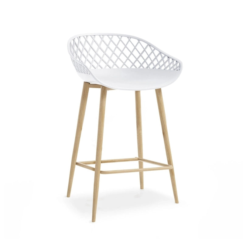 Tabouret de comptoir moderne du milieu du siècle avec pieds en acier pour l'intérieur ou l'extérieur - Lot de 2