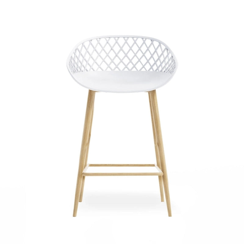 Tabouret de comptoir moderne du milieu du siècle avec pieds en acier pour l'intérieur ou l'extérieur - Lot de 2