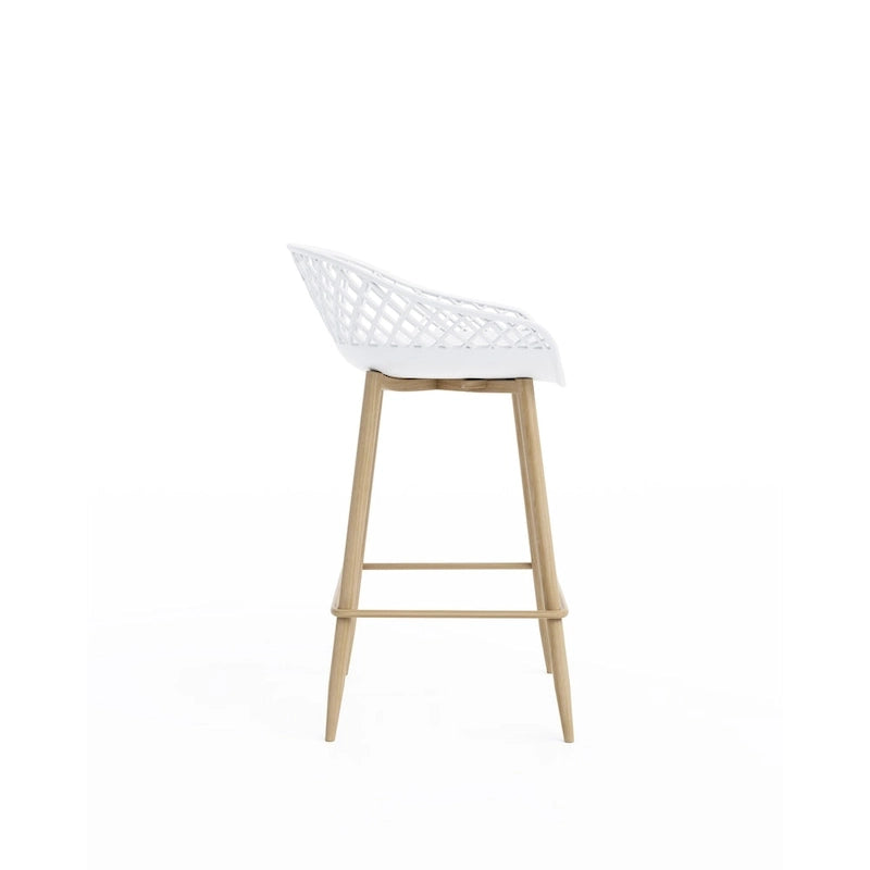 Tabouret de comptoir moderne du milieu du siècle avec pieds en acier pour l'intérieur ou l'extérieur - Lot de 2
