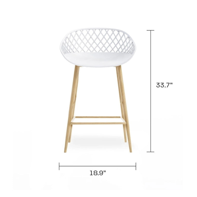 Tabouret de comptoir moderne du milieu du siècle avec pieds en acier pour l'intérieur ou l'extérieur - Lot de 2
