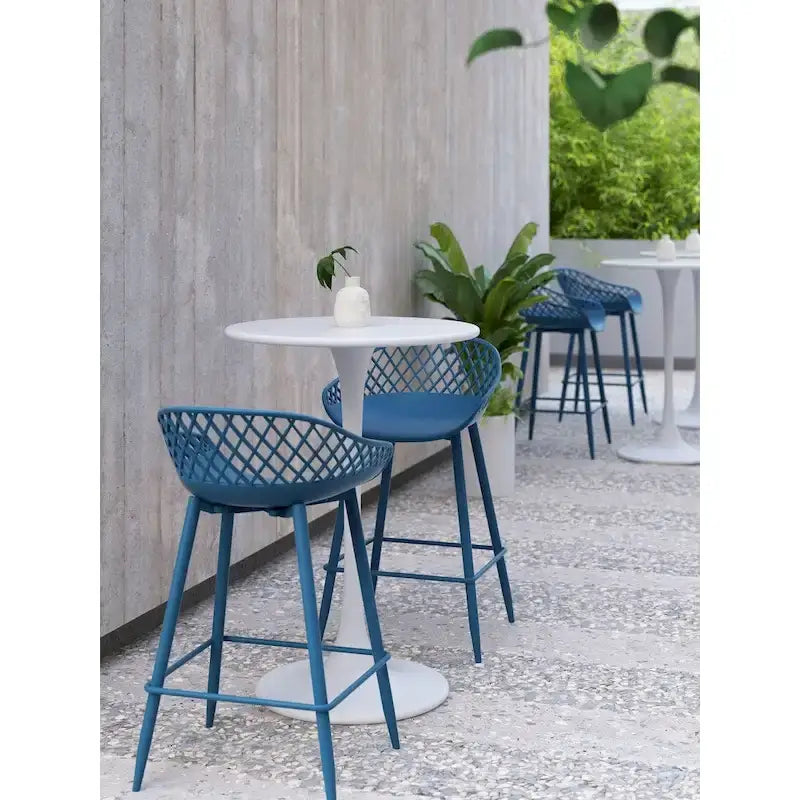 Tabouret de comptoir moderne du milieu du siècle avec pieds en acier pour l'intérieur ou l'extérieur - Lot de 2