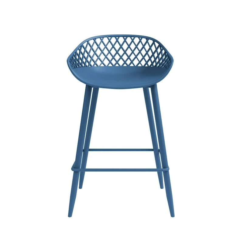 Tabouret de comptoir moderne du milieu du siècle avec pieds en acier pour l'intérieur ou l'extérieur - Lot de 2